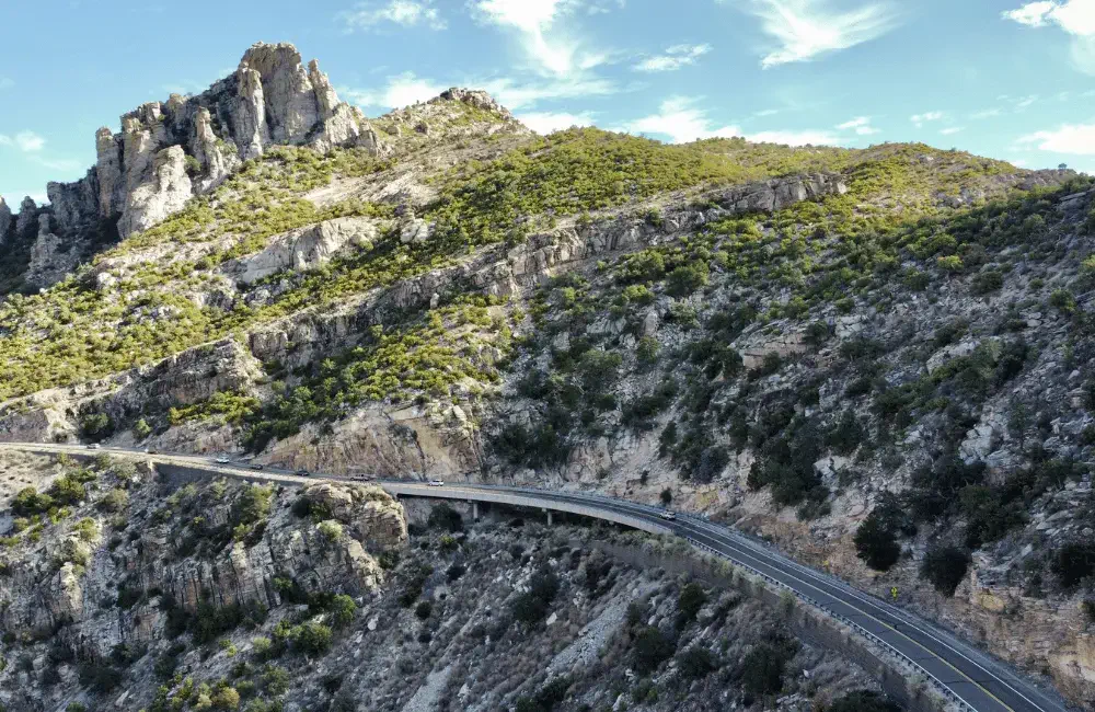 curved road up to Mount Lemmon